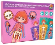 Puzzle educativ din lemn corpul uman fetita in limba romana JC64