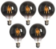 Set de 5 becuri LED inteligente E27 G95 fumurii 4W 60lm 1800-3000K