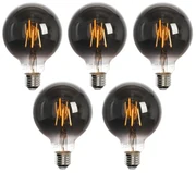 Set de 5 becuri LED inteligente E27 G95 fumurii 4W 60lm 1800-3000K