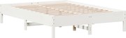 vidaXL Cadru de pat fără saltea, alb, 120x200 cm, lemn masiv pin