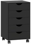 HOMCOM Corp de birou mobil, corp de depozitare pe roți pentru birou, 5 sertare, 40 x 40 x 67 cm, negru | Aosom Romania