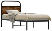 vidaXL Cadru de pat fără saltea 75x190cm stejar afumat lemn prelucrat