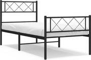 vidaXL Cadru pat metalic cu tăblii de cap/picioare, negru, 100x190 cm