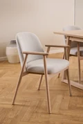 MAZZONI EXPORT RODERIC Bej (material Apia 453)/cadru stejar uleiat - SCAUN DE LEMN CHENILLE PENTRU SUFRAGERIE LIVING BUCĂTĂRIE RETRO