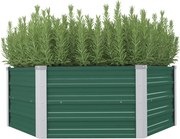 vidaXL Strat înălțat de grădină, verde, 129x129x45 cm, oțel galvanizat