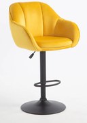 HR2055W Scaun Galbenă din Catifea cu Bază Neagră