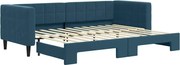 vidaXL Pat de zi cu extensie, albastru, 80x200 cm, catifea