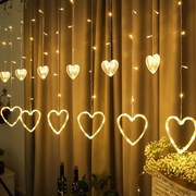 Instalatie de Craciun, perdea 12 Inimi, 3 metri, diverse culori
