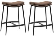 HOMCOM Set 2 Scaune de Bar în Stil Industrial, din Piele Ecologică, 48.5x38.5x68.5 cm, Negru și Maro | Aosom Romania