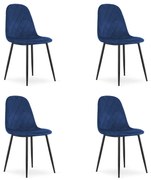 Set 4 Scaune Bucatarie/Dining Askora Catifea Albastra