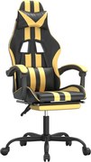 vidaXL Scaun de gaming cu suport picioare negru/auriu, piele ecologică