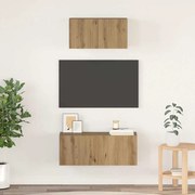 vidaXL Set comodă TV Pe perete 2 pcs stejar artizanal 80 x 30 x 30 cm