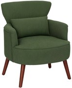 HOMCOM Fotoliu Capitonat cu Pernă și Șezut Gros, Fotoliu din Catifea cu Spătar și Picioare din Lemn, 69x69,5x78 cm, Verde | Aosom Romania