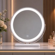 Oglindă Cosmetică LED Premium cu Control Touch și Rotire 360°, Alb