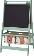 Tablă pentru copii 3 în 1 AIYAPLAY cu 2 containere, șevalet de artă din lemn pentru copii 3-8 ani, 54x46,5x93cm, de culoare verde | Aosom Romania
