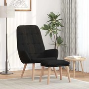 vidaXL Scaun de relaxare cu taburet, negru, textil