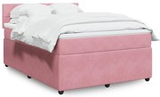 vidaXL Pat box spring cu saltea, roz, 160x200 cm, catifea