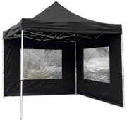 Cort de grădină foarfecă PROFI 3x3m negru +2 pereți laterali