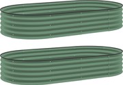 Outsunny Set de 2 paturi înălțate pentru grădină, ghivece de exterior cu fund deschis, margine din cauciuc, metal, 181 x 93 x 30 cm, Verde | Aosom Romania