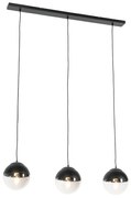 Lampa suspendata retro neagra cu sticla transparenta alungita 3 lumini - Eclipse