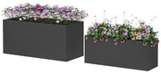 Outsunny Set de 2 Jardiniere, Jardiniere Înălțate cu Găuri de Drenaj, Ghivece de Flori Stivuibile pentru Grădină, 71x29x32 cm, Negru | Aosom Romania