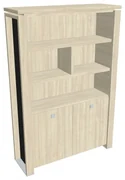 Dulap înalt Verno+ S 140 x 46 x 210 cm, cu rafturi, salcâm / negru