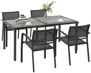 Outsunny Set de Mobilier de Grădină, Set Mobilier Grădină cu 1 Masă, 4 Scaune, 150 x 87 x 72 cm, Gri | Aosom Romania