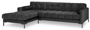 Colțar din catifea cu extensie pe partea stângă Cosmopolitan Design Bali, gri închis