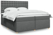 vidaXL Pat box spring cu saltea, gri închis, 200x200 cm, textil