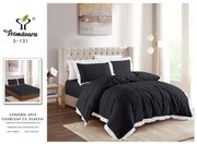 Lenjerie De Pat Dublu 4 Piese Cu Volanase Si Fluturi - Negru