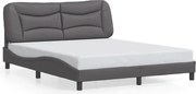 vidaXL Cadru de pat fără saltea, Hvar, gri, 160x200 cm, piele ecologică