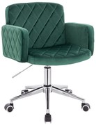 HR802K Scaun Verde din Catifea cu Bază Cromata