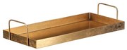 Tavă metalică cu mâner dreptunghiular, auriu, 36 x16 x 7 cm