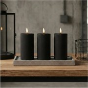 Set 3 lumânări LED BRILLO, 15 cm, negre, alimentare 2x AA, cu telecomandă