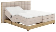 Pat electric reglabil, boxspring, bej/stejar artizanal, 160x200, TIANA