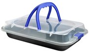 Tavă de copt TORO cu capac, 42 x 3,8 x 29 cm, negru/albastru