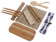 Set sushi Kinghoff KH 1704, 11 piese., bambus 100%, fara BPA, Maro
