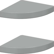 vidaXL Rafturi colț perete, 2 buc., gri extralucios, 25x25x3,8 cm, MDF