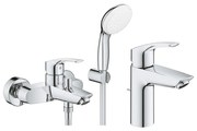 Pachet Grohe Eurosmart New 2021, editie profesionala, baterie cada,lavoar, set dus porter lungime 1,5m (33302003, 33265003)