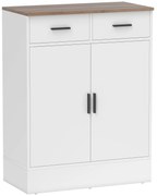 HOMCOM Bufet Modern cu 2 Sertare și Dulap cu 2 Uși Alb și Lemn | Aosom Romania