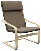 HOMCOM Fotoliu cu brațe și pernă pentru cap, Material textil cu aspect de in, Cadru din lemn, Maro + Natură | Aosom Romania