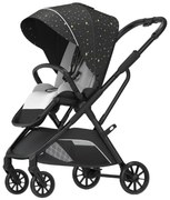 Carucior 2 in 1 pentru copii Usor si Compact - Pliabil, Sistem de absorbtie a socurilor, Scaun Reversibil - Negru cu stelute- CPC-58-stelute
