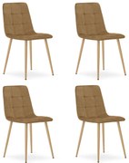 Set 4 Scaune Bucatarie/Dining Jacob Maro Catifea Picioare Metalice Finisaj Lemn