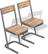 vidaXL Scaune de bucătărie, 2 buc., lemn masiv de tec