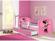 Pat copii cu sertar si saltea Minnie Mouse si protectie anticadere