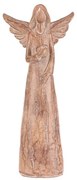 Înger din poliresină cu inimă, 24 cm, imitație delemn