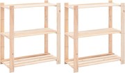 vidaXL Rafturi depozitare 3 niveluri 2 buc. 80x38x90cm pin masiv 150kg