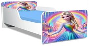 Pat Copii Frozen Rainbow Model Creativ 2-12 ani Cu Saltea Inclusa 160x80 Cm  Ptv5203