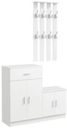 HOMCOM Mobilier de Hol cu Cuier din Lemn, Spațiu de Depozitare și Design Elegant, 100x32x187cm, Alb | Aosom Romania