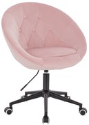 HR8516K Scaun Roz Pudra din Catifea cu Bază Neagră